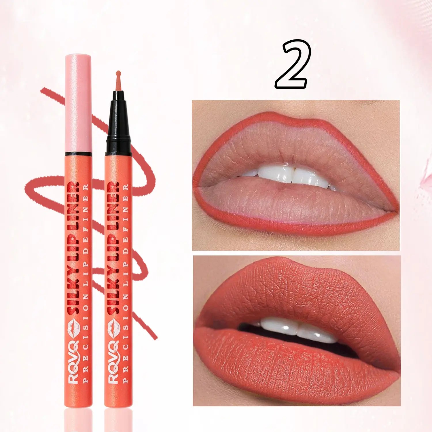 RVQ 6-Color Waterproof Silky Precision Definer, Long-Lasting No-Transfer Lip Product Compatible with Foundation
