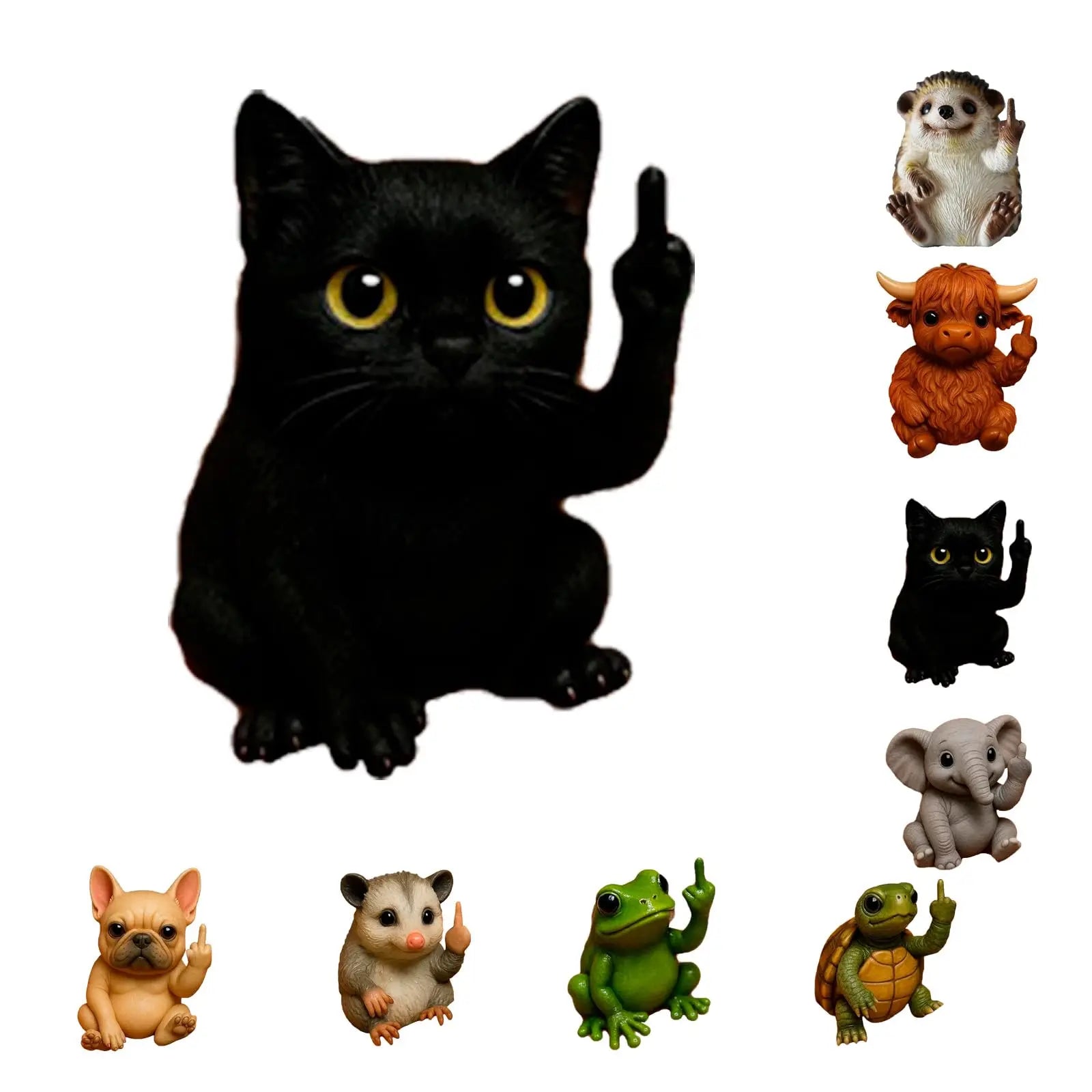 Fun Mini Middle Finger Animal Statue,Resin Middle Finger Animals Decor Statue for Desktop,Office and Car, Funny and Cute Middle Finger Humor Gag Gifts