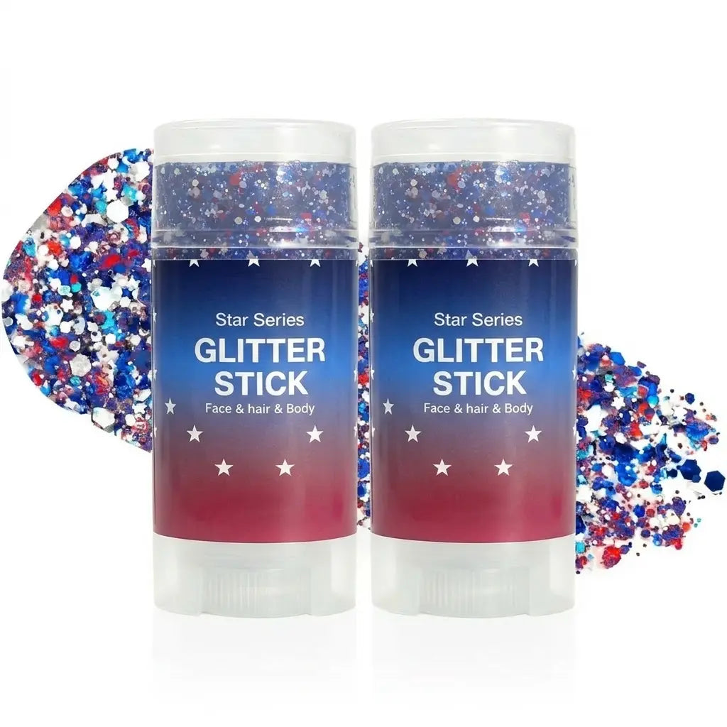 4Th of July Glitter Stick | Red, White & Blue Body & Hair Sparkle for Independence Day Party, Festival & Fun Holiday Look