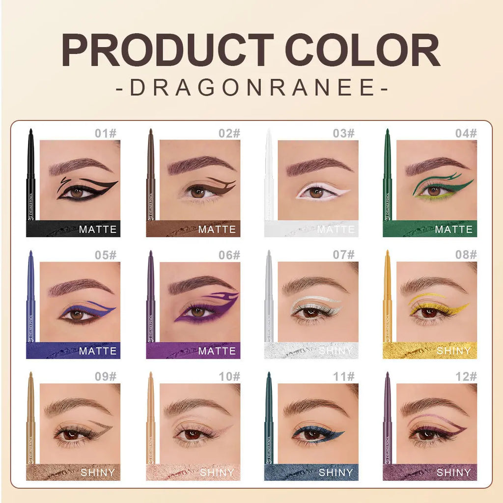 Multicolor Waterproof Eyeliner Set – 12 Rainbow Shades, High-Color Rendering, All-Day Hold for Stunning Eye Art & Trendsetting Liner Designs